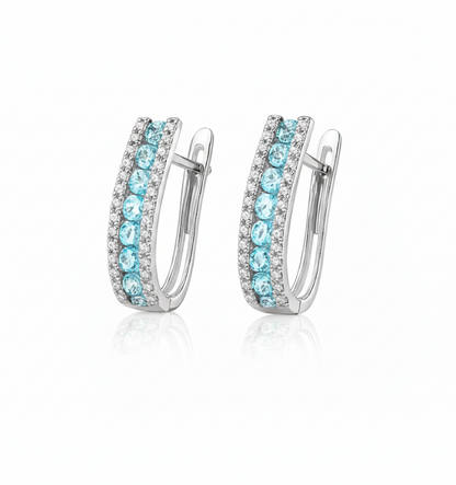 14k White Gold CZ Birthstone Leverback Earrings