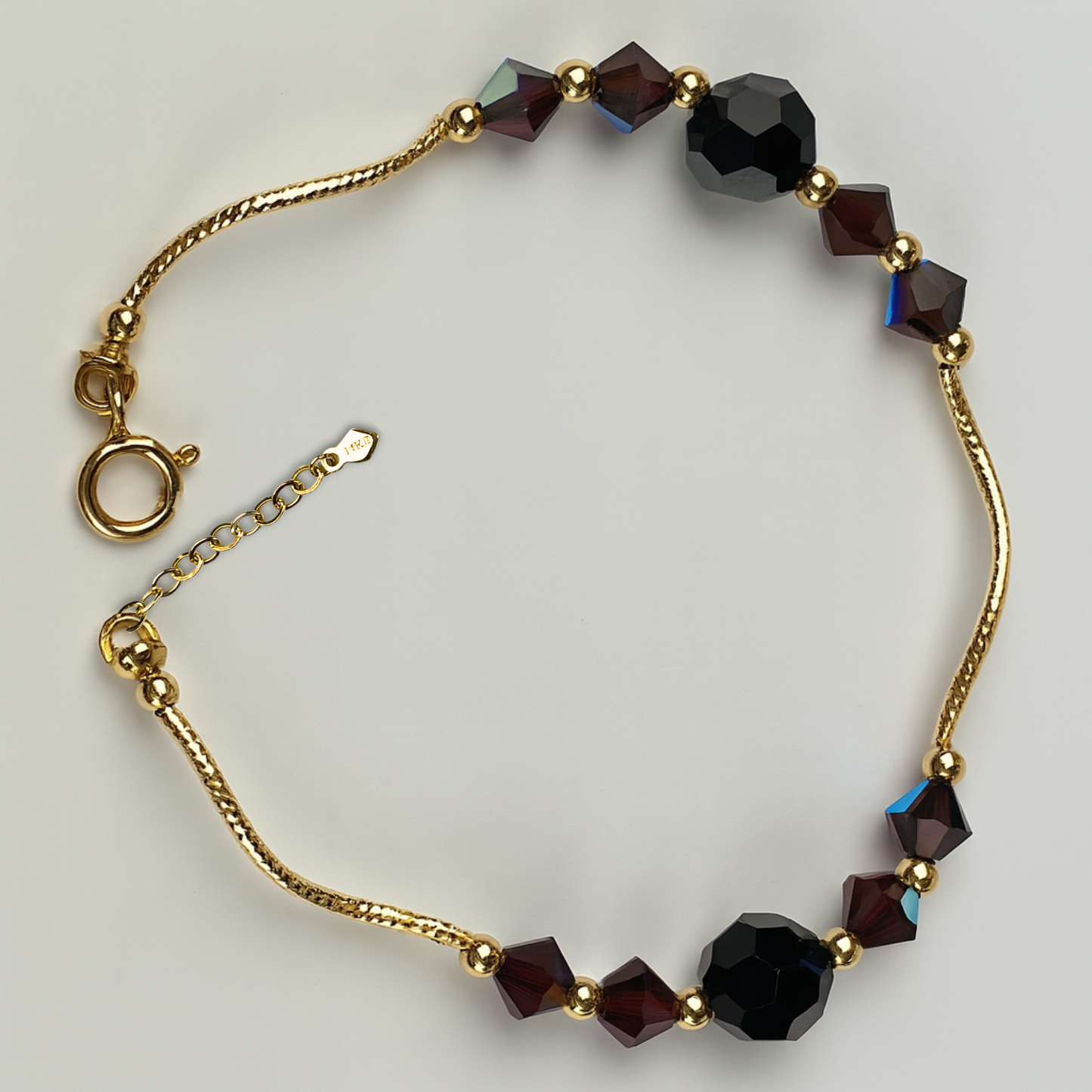 14K Yellow Gold Elegant Crystals Bracelet Kids Baby Girls & Boy -With Extension