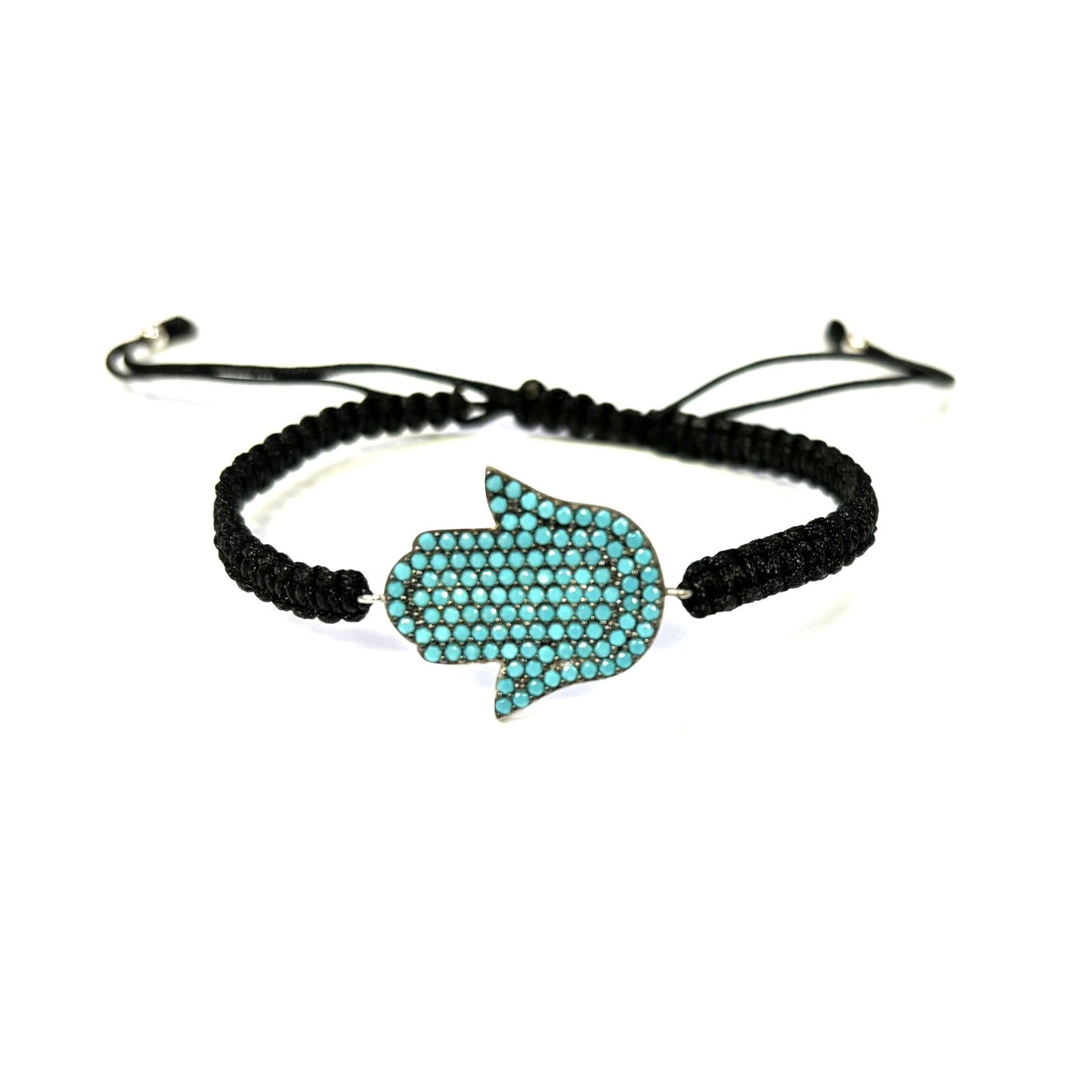 925 Sterling Silver  Hamsa Bracelet 6" Adjustable to 11"