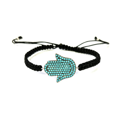 925 Sterling Silver  Hamsa Bracelet 6" Adjustable to 11"