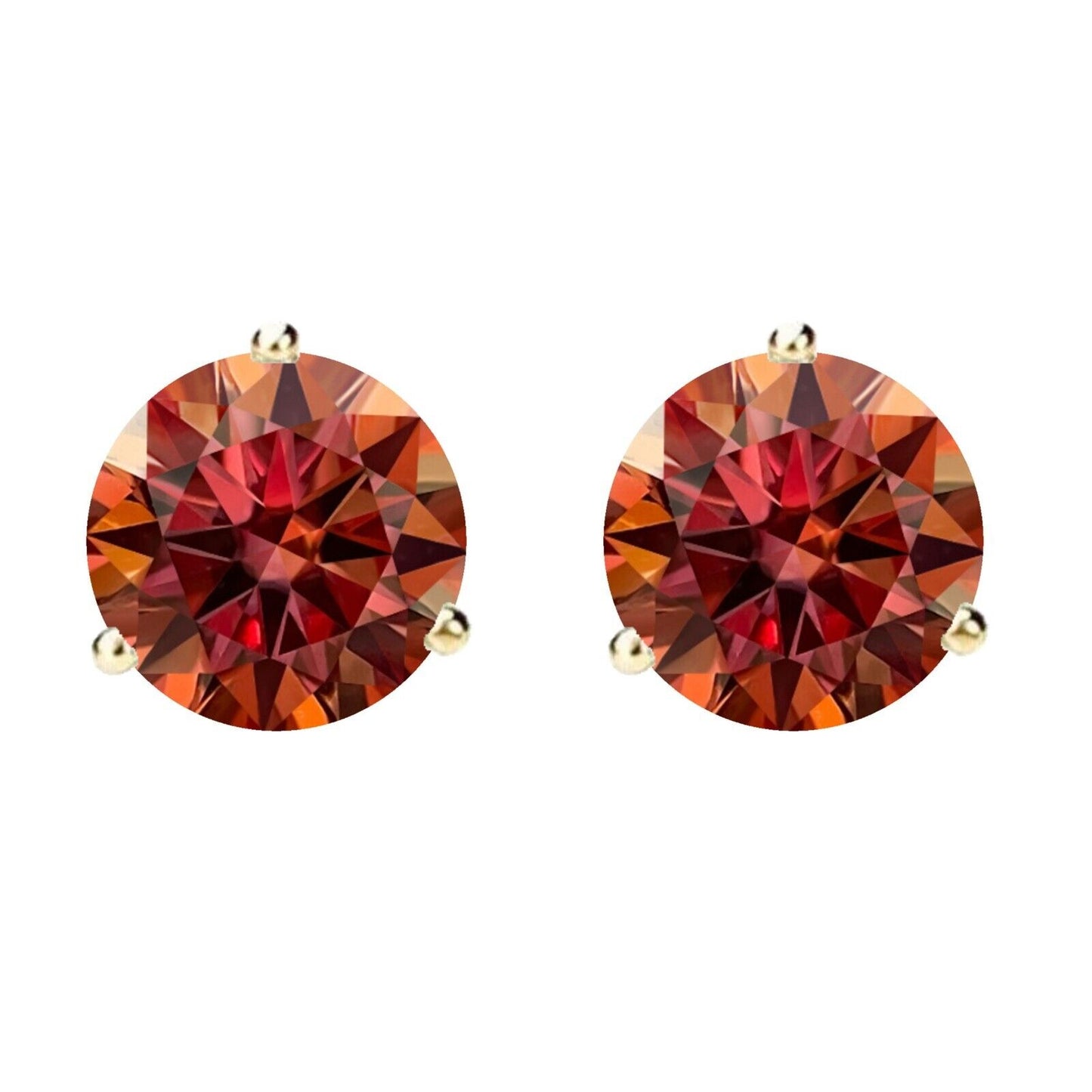 14K Gold GRA CertifiedD-VVS1 Watermelon Red Moissanite ScrewBack Stud Earrings