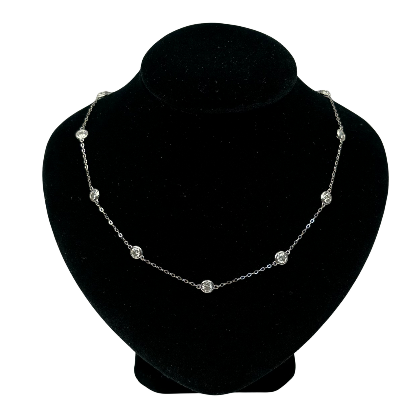 14K WhiteGold Beautiful GRA Certified Round Clear Moissanite Necklaces for Women