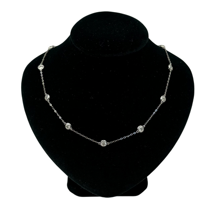 14K WhiteGold Beautiful GRA Certified Round Clear Moissanite Necklaces for Women
