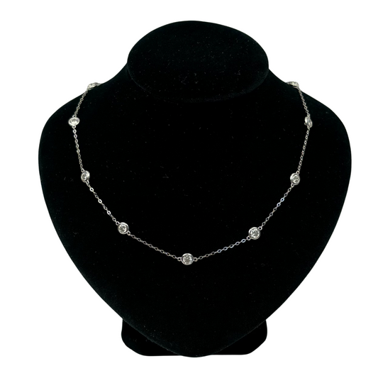 14K WhiteGold Beautiful GRA Certified Round Clear Moissanite Necklaces for Women