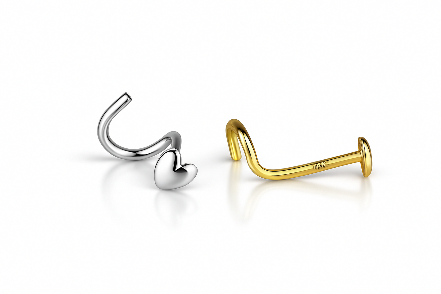 14k Yellow or White Gold Heart Piercing Stud