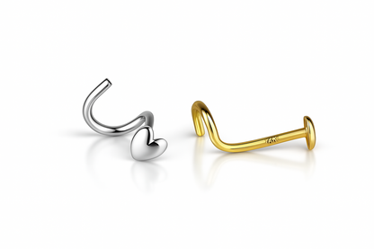 14k Yellow or White Gold Heart Piercing Stud