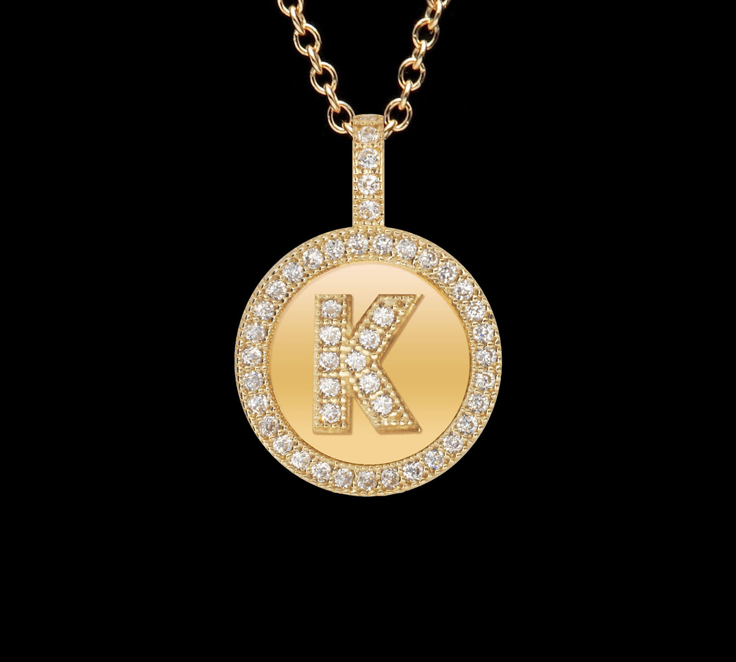 14k Yellow Gold Initial Letter CZ Pendant