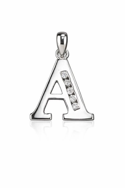 925 Sterling Silver Initial Letter CZ Pendant