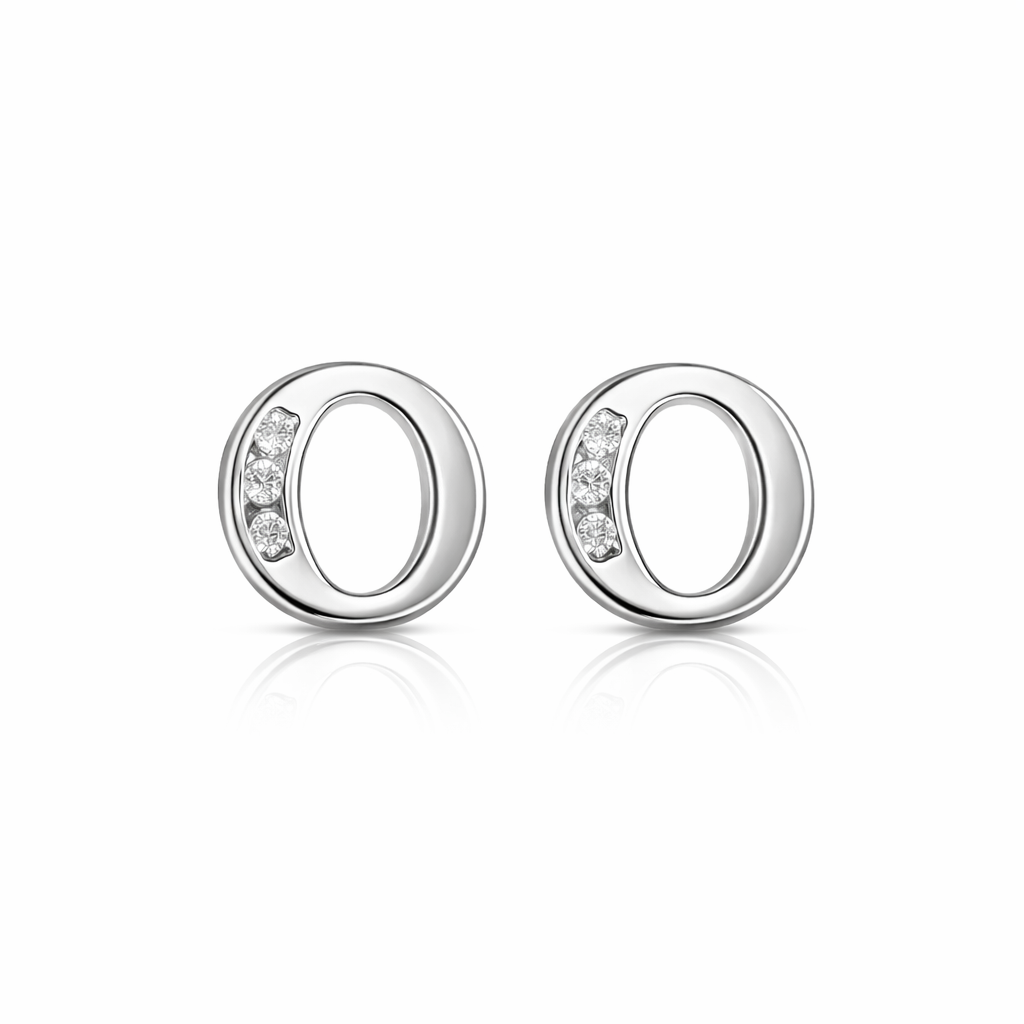 14k Yellow or White Gold Initial Letters CZ Stud Earrings