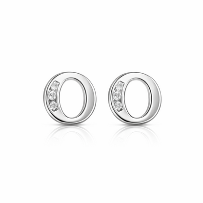 14k Yellow or White Gold Initial Letters CZ Stud Earrings