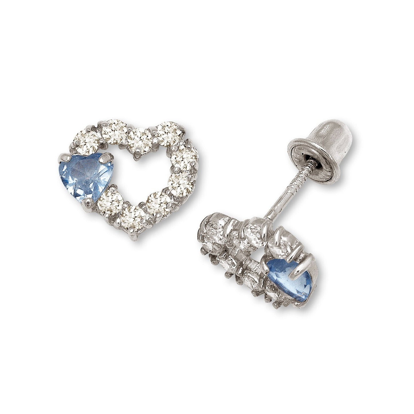 14K Yellow & White Gold Heart Shape Screw Back Earrings for Women
