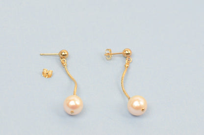 14k Yellow Gold Natural White Pearls 3pcs Women Set:Necklace, Bracelet, Earrings