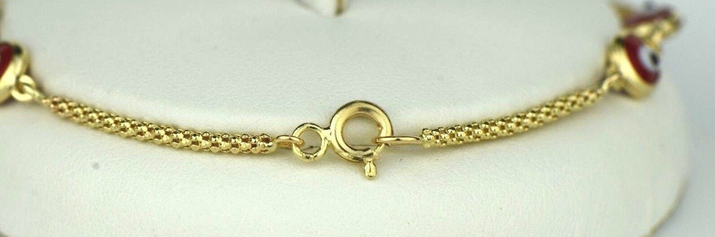 14k Yellow or White Gold Evil Eye Bracelet