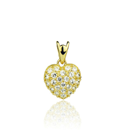 14k Yellow or White Gold Cz Heart Pendant