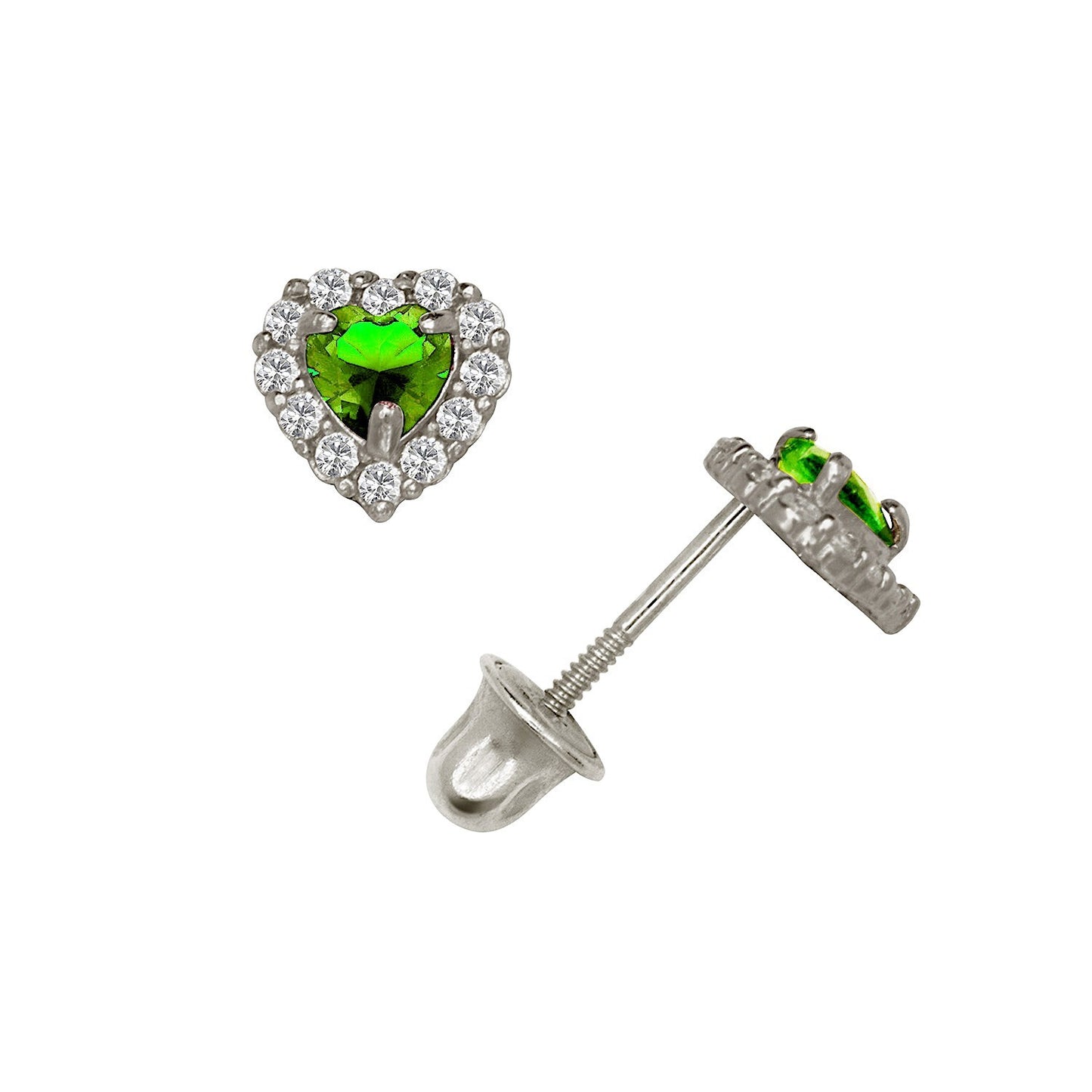 14K Yellow & White Gold Small Gorgeous CZ Heart Shaped Stud Earrings for Women