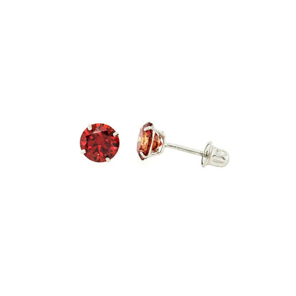 14K Gold GRA Certified D-VVS1 Round Garnet Moissanite Screw Back Studs Earrings