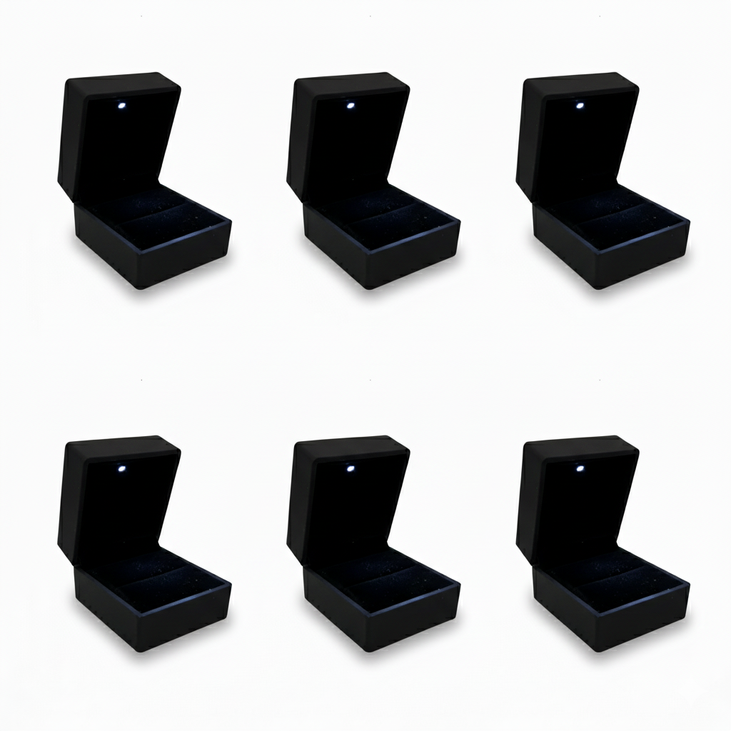 LED Ring Box Velvet Jewelry Case Gifts Box