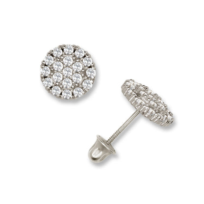 14K Yellow & White Gold Round Shaped Beautiful Stud Earrings for Women