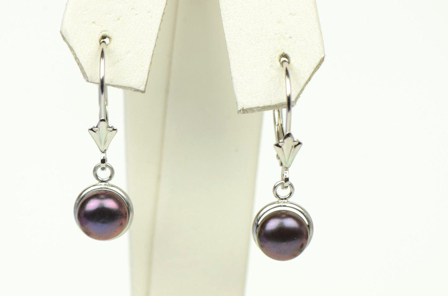 14k Yellow Gold Black Natural Pearl Dangle Earrings