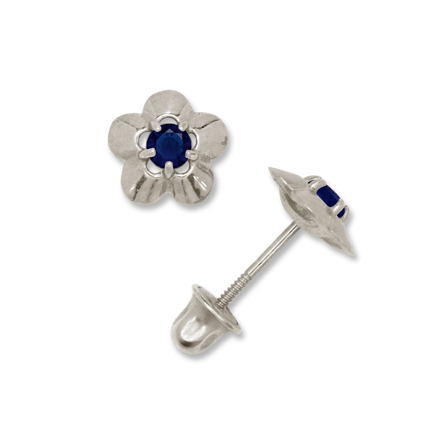14K Yellow & White Gold Elegant CZ Flower Stud Earrings for  Girls