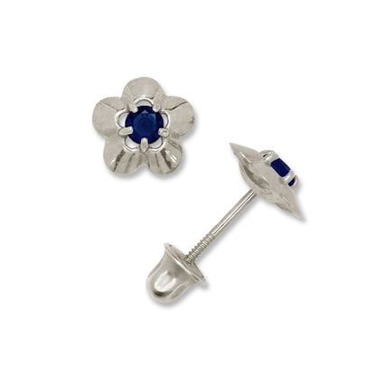 14K Yellow & White Gold Elegant CZ Flower Stud Earrings for  Girls