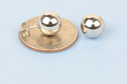 925-Sterling-Silver-Round Ball Stud Earrings High Polished