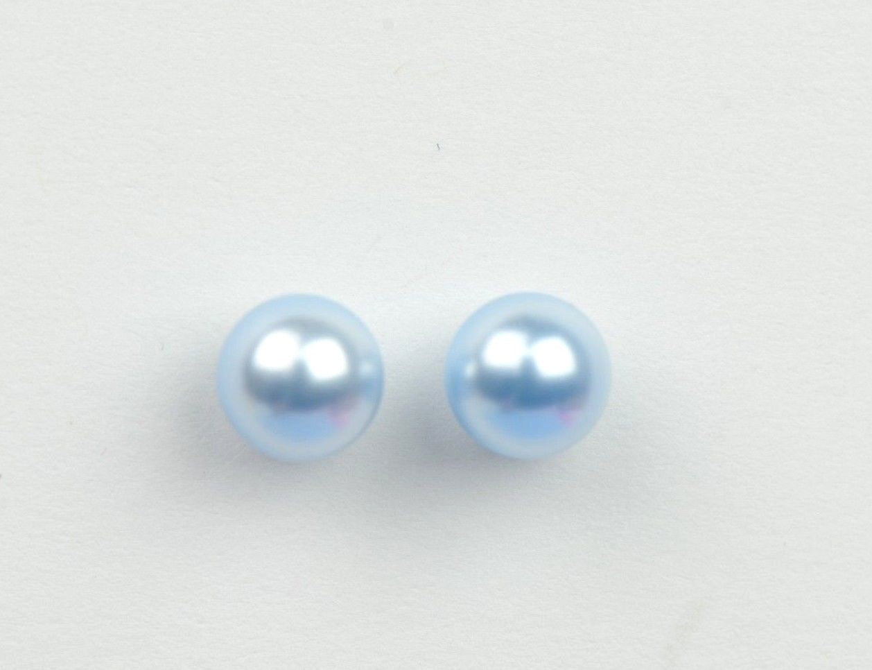 925 Sterling Silver Pretty Huge Swarovski blue Pearl Stud Earrings for Women