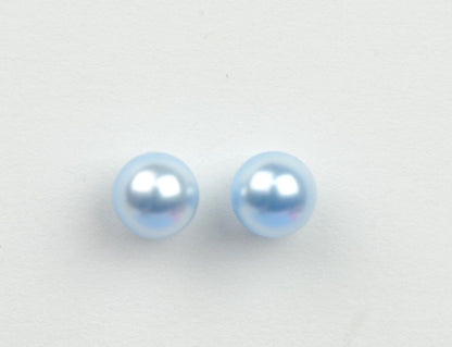 925 Sterling Silver Pretty Huge Swarovski blue Pearl Stud Earrings for Women