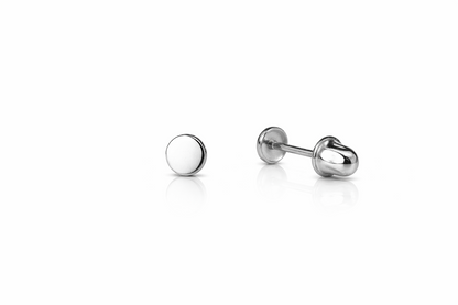 14K Yellow or White Gold Flat Round Earrings with Screw Back.