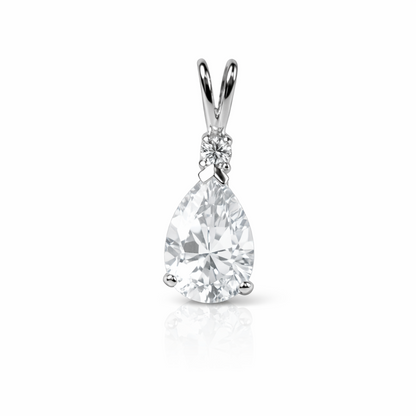 14k White Gold Pear CZ Birthstone Pendant