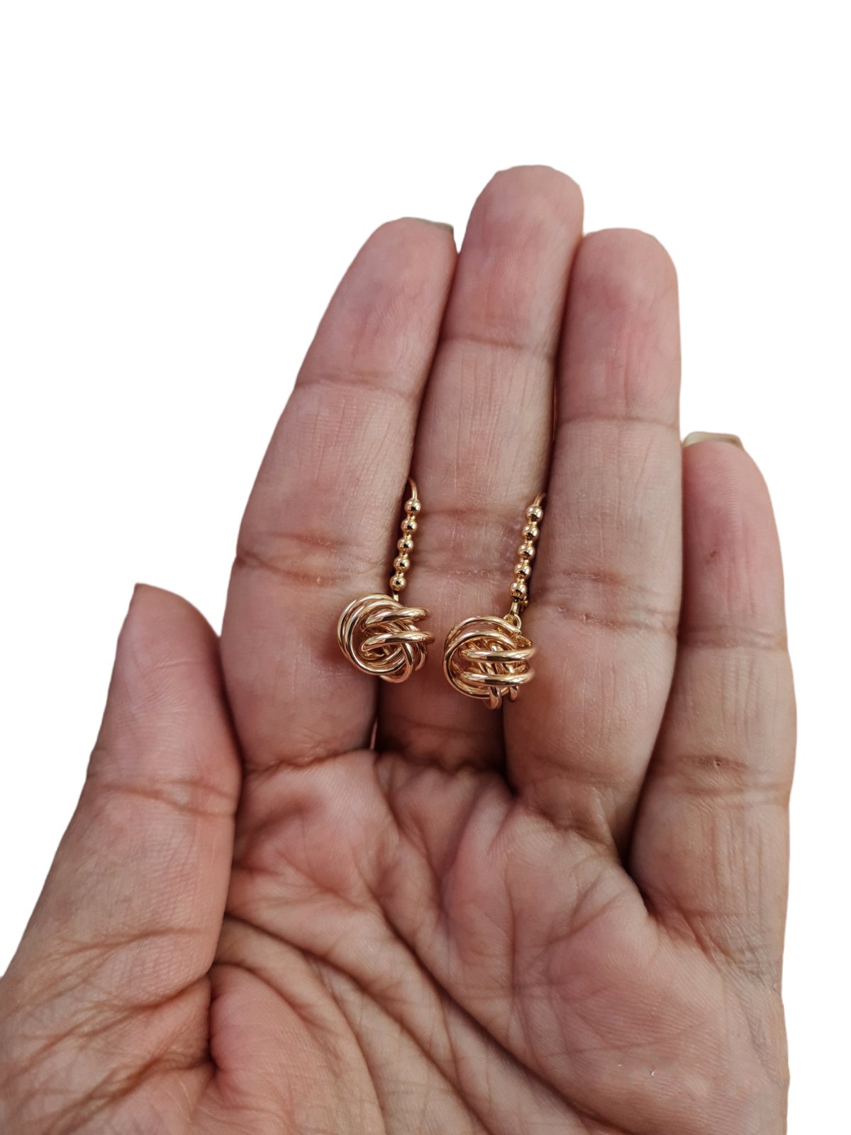 14k Yellow and White Gold Love Knot Leverback Earrings