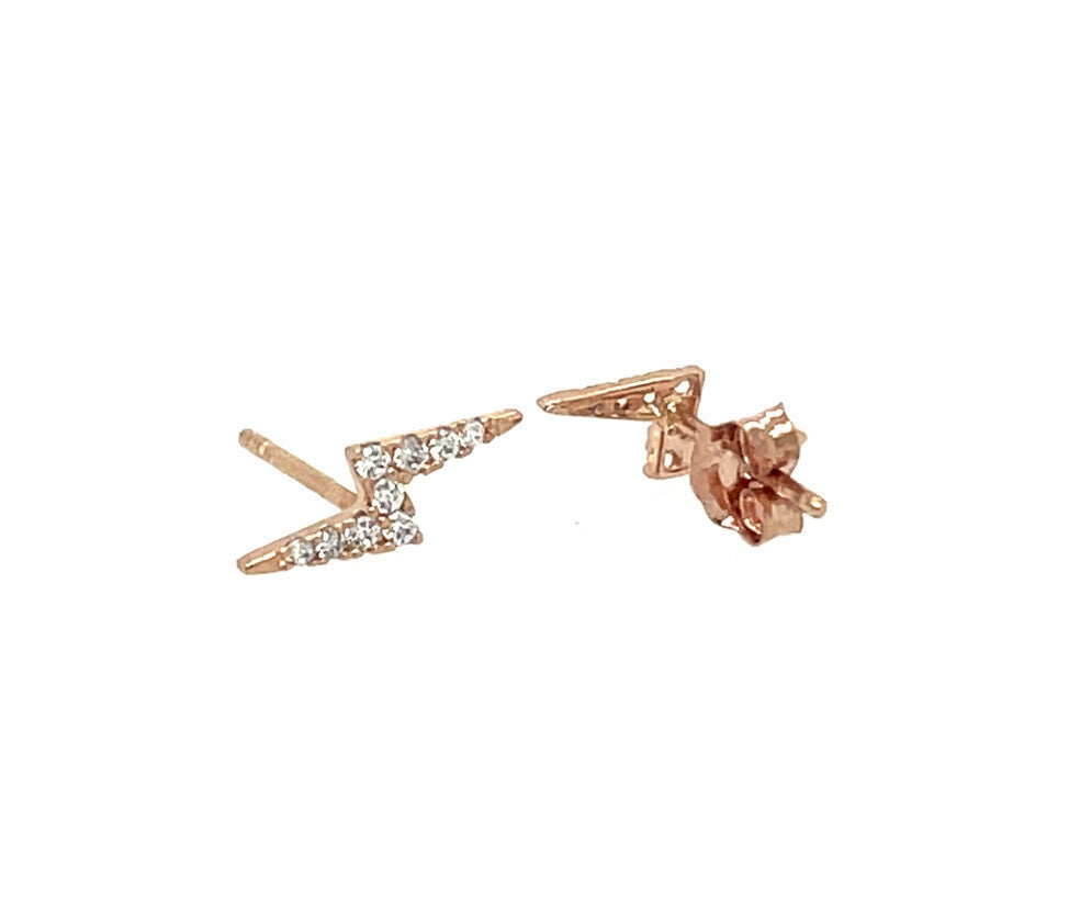 14K Yellow/White/Rose Cz lighting Bolt with Push Backs