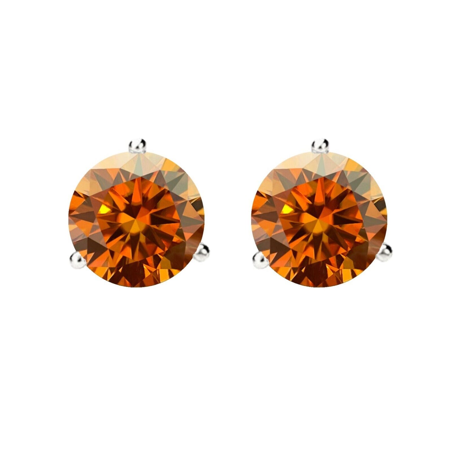 14K Gold GRA CertifiedD-VVS1 Orange Moissanite ScrewBack Stud Earrings