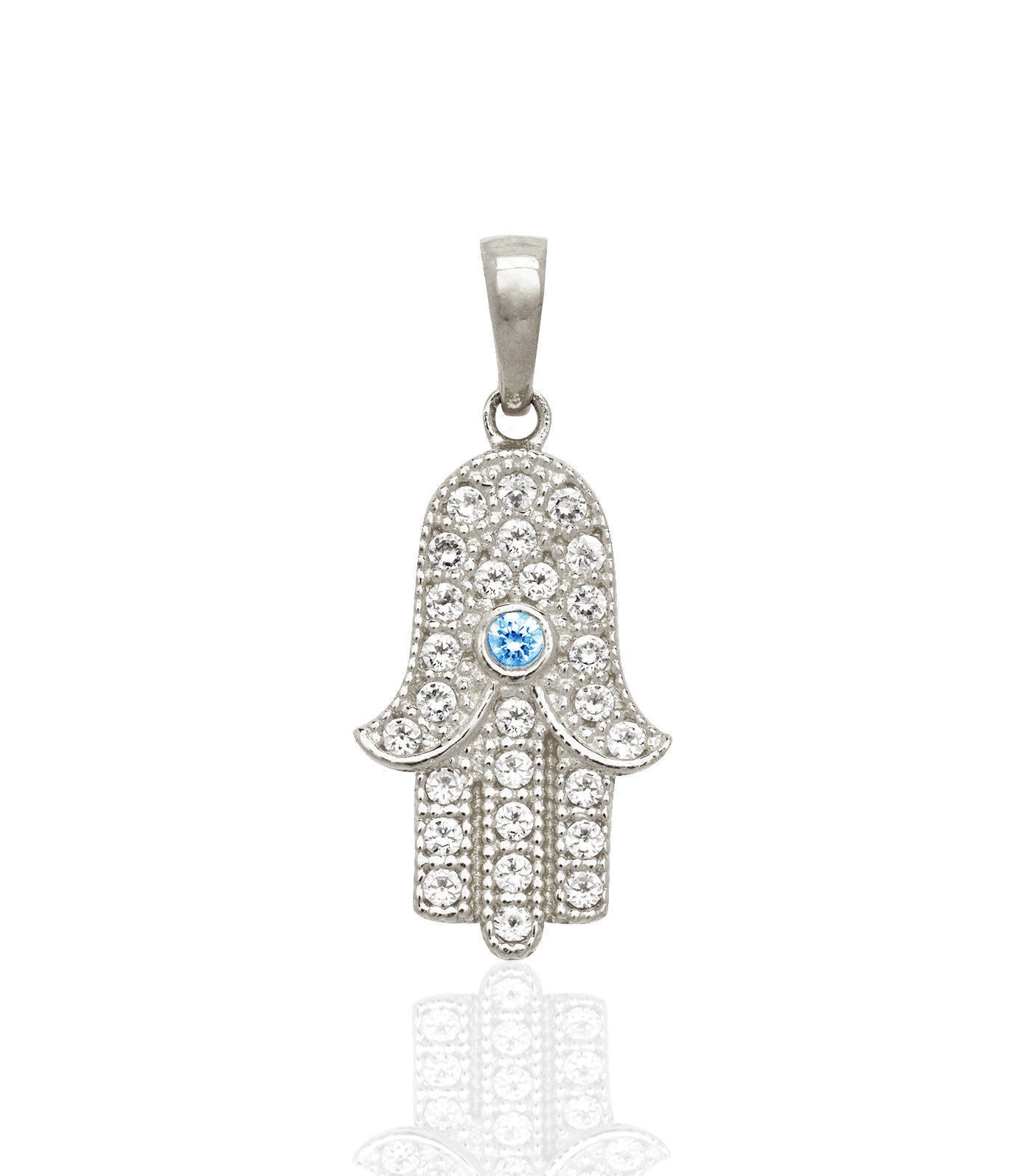 14k Yellow or White Gold Cz Hamsa Pendant