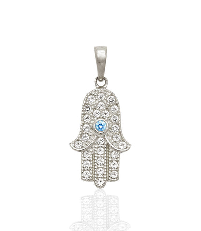 14k Yellow or White Gold Cz Hamsa Pendant
