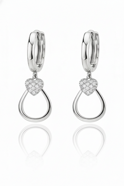 14k Yellow / White Gold Dangle CZ  Huggie Earrings