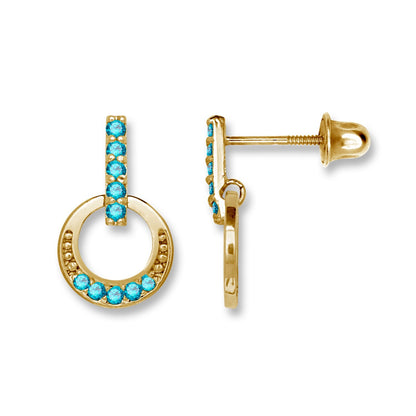 14K Yellow & White Gold Classic Circle Drop Earrings for Women