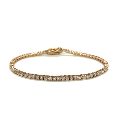14K Rose Gold Round Lab Grown Diamond Tennis Bracelet  7 Inches