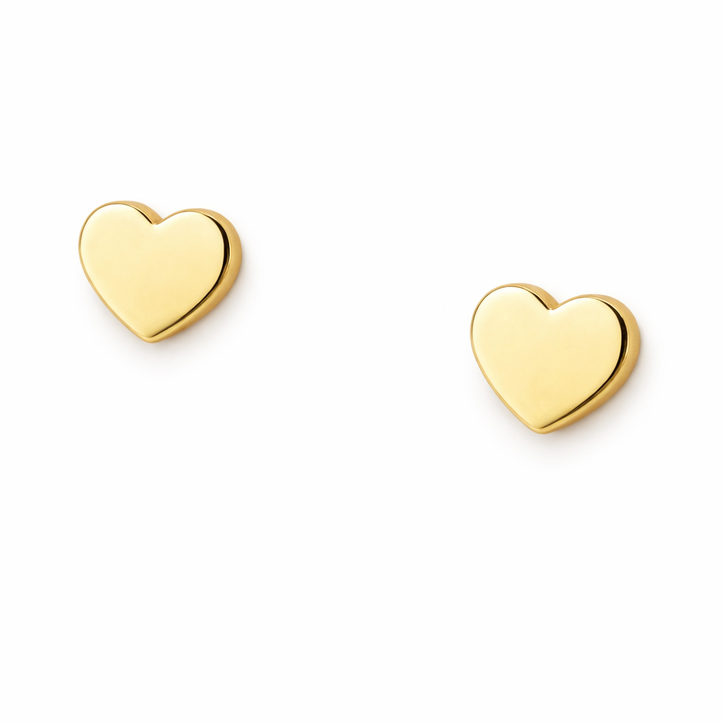 14K Yellow / White / Rose Gold Heart Stud Earrings