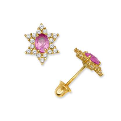 14K Yellow & White Gold Beautiful Star Shaped Stud Earrings for Girls