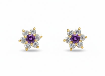 14k Yellow Gold Beautiful Flower Shaped Earrings for Women
