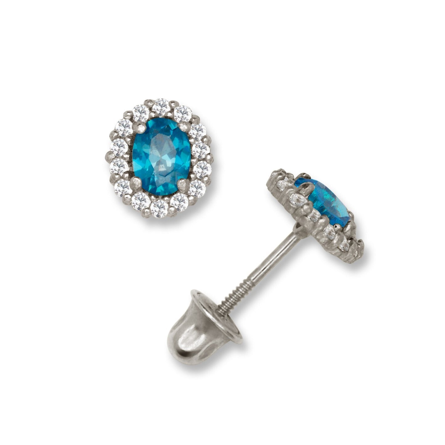 14K Yellow & White Gold Oval Shaped Gorgeous Stud Earrings Women for Women