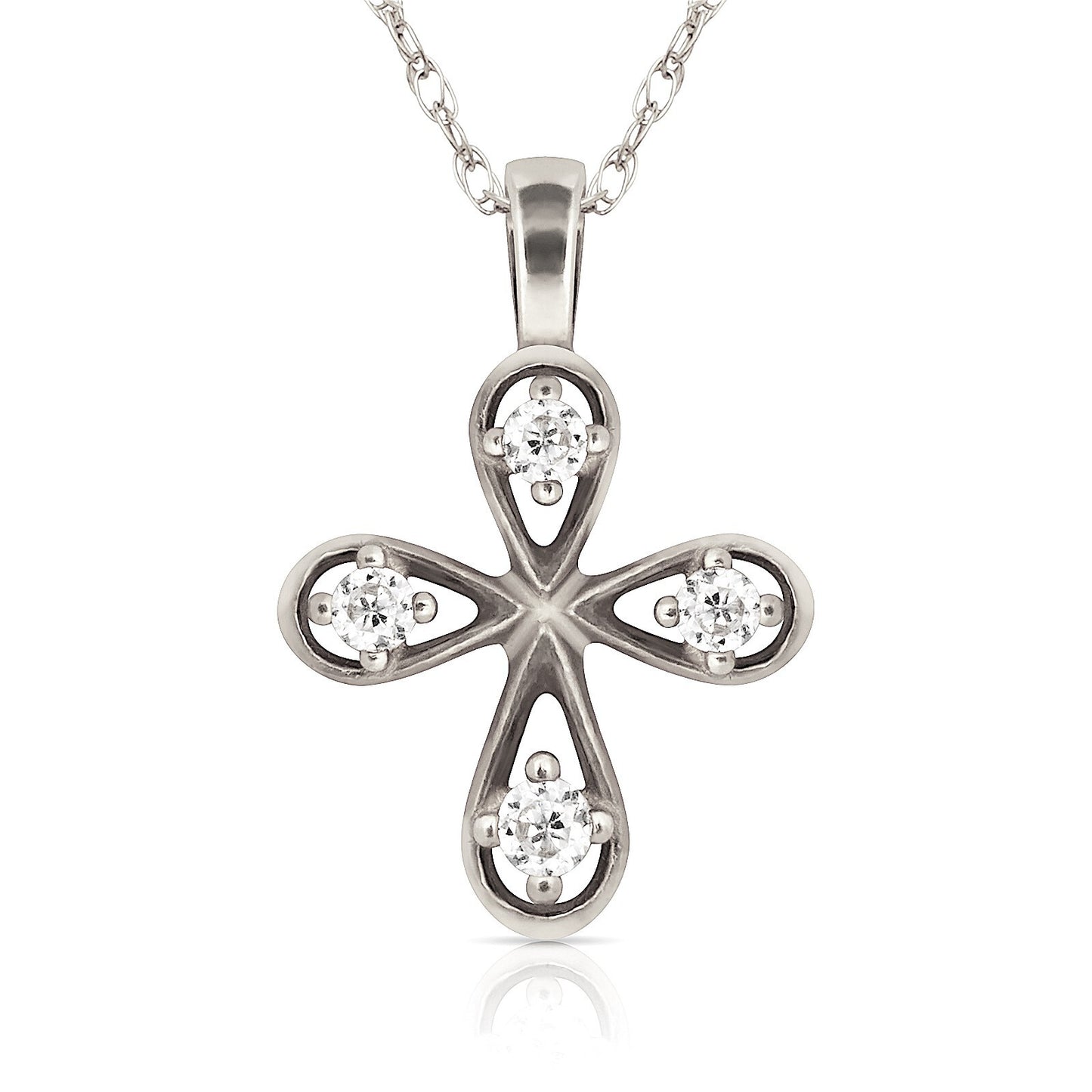 14K Yellow & White Gold CZ Flower Pendant for Women