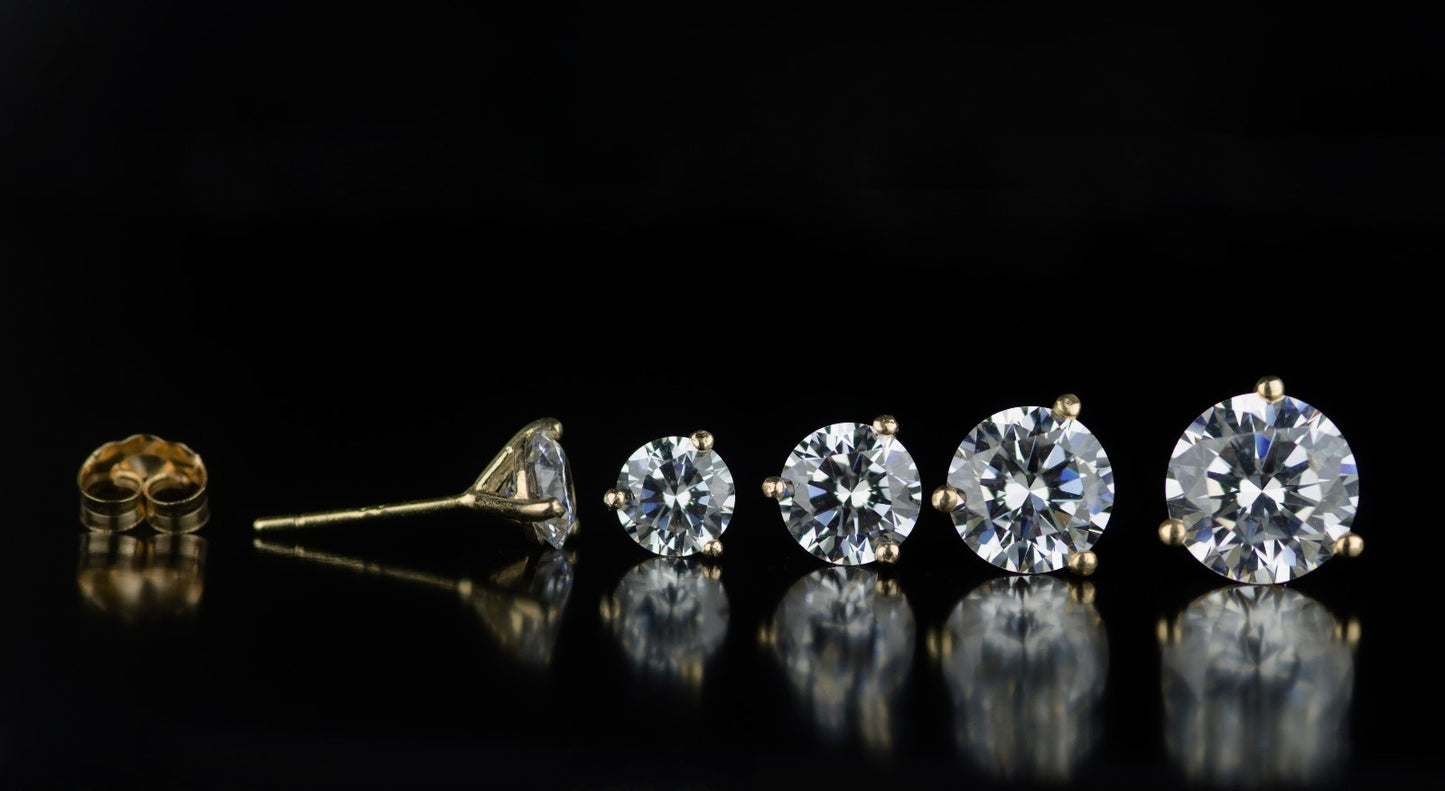 14k Yellow Gold Round AAA Quality CZ Martini Stud Earrings