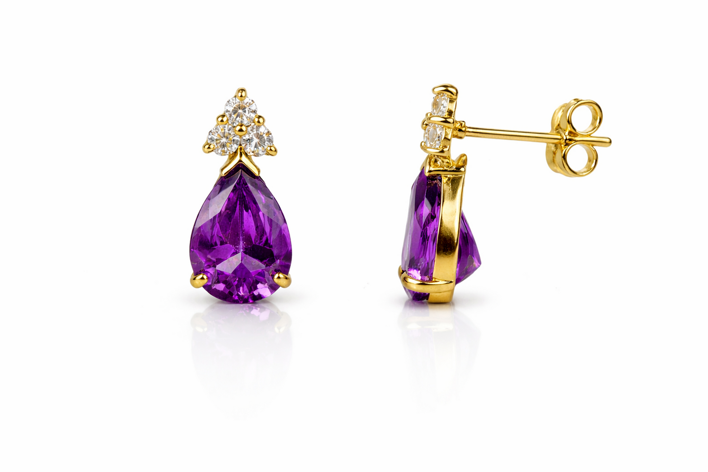 14k Yellow Gold Pear Shape Stud Earrings