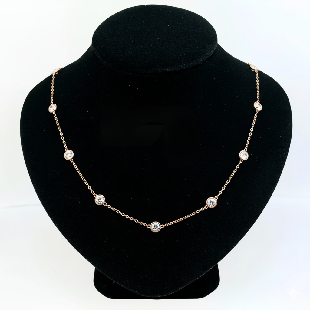 14k  Gold Cubic Zirconia CZ by the yard 16'' up to 42" Necklace