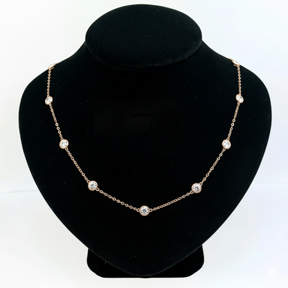 14k  Gold Cubic Zirconia CZ by the yard 16'' up to 42" Necklace
