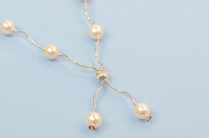14k White Gold Charming Genuine White Pearls Set: Necklace, Bracelet, Earrings