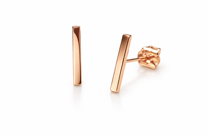 14K Yellow / White / Rose Gold  Bar Stud Earrings