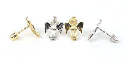 14k Yellow or White Gold Angel Stud Earrings